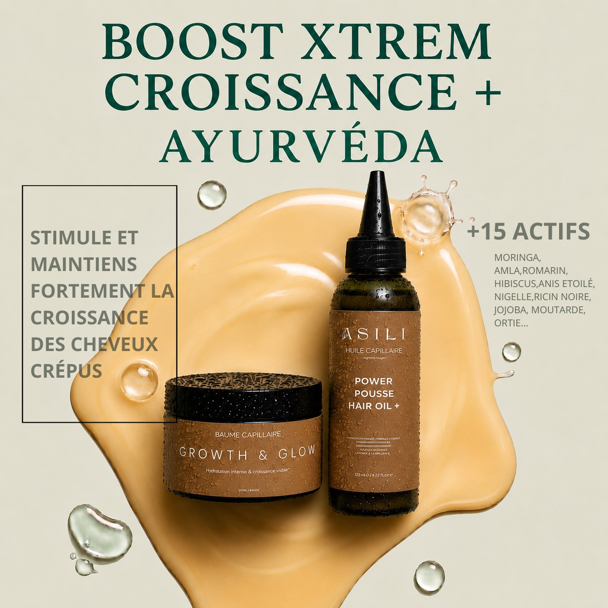 Duo Huile & Baume Cheveux Crépus – Routine Pousse Complète | Asilì