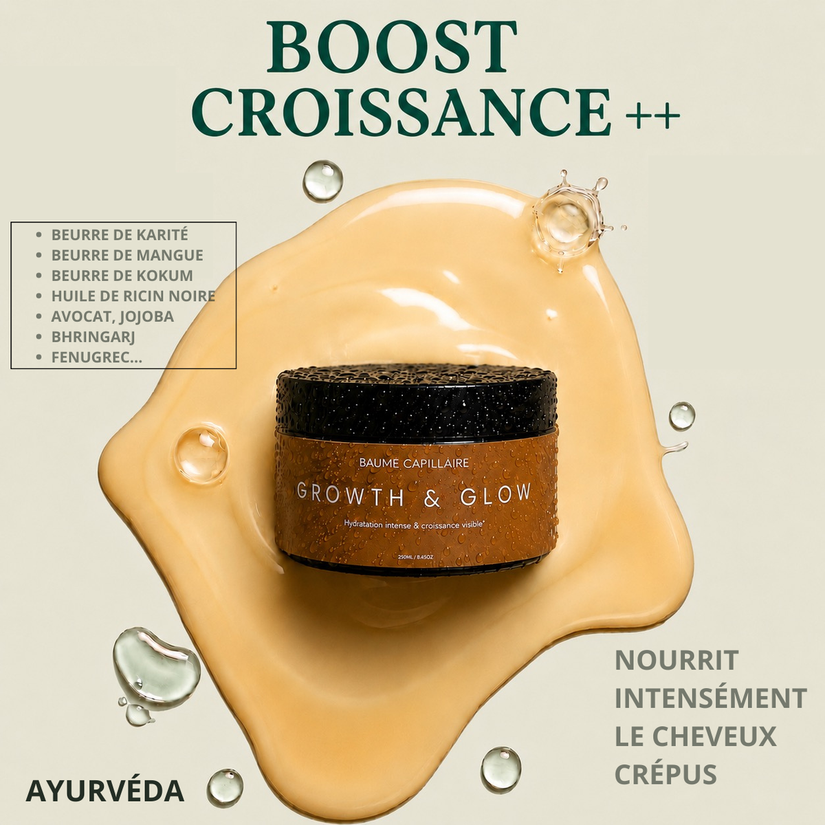 Baume Hydratant Cheveux Crépus & Bouclés – Soin Scellant Pousse | Asilì