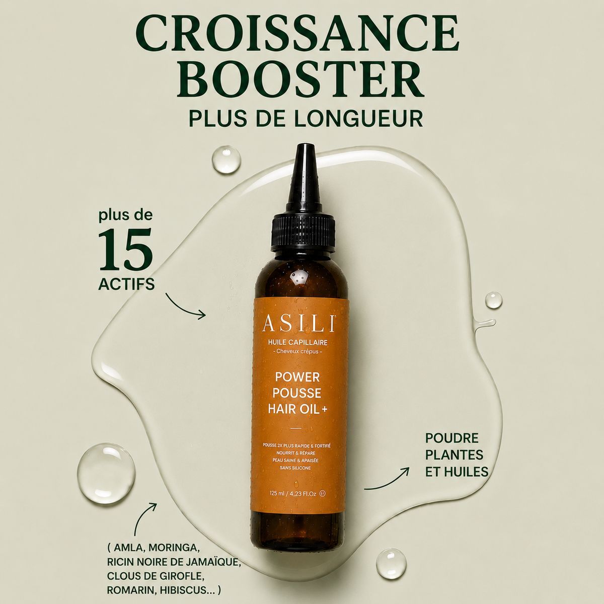 Huile Capillaire Cheveux Crépus – Pousse & Anti-Casse | Asilì