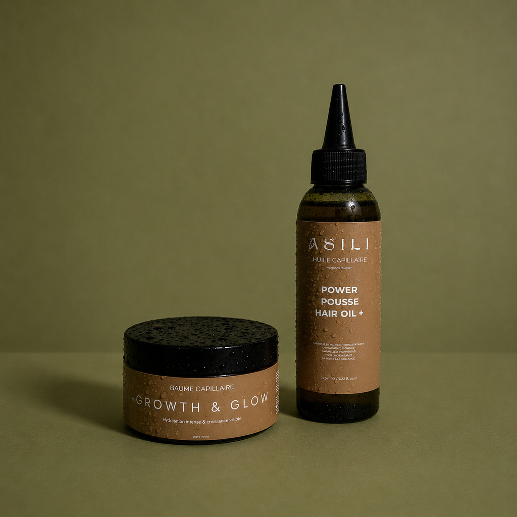 Duo Huile & Baume Cheveux Crépus – Routine Pousse Complète | Asilì